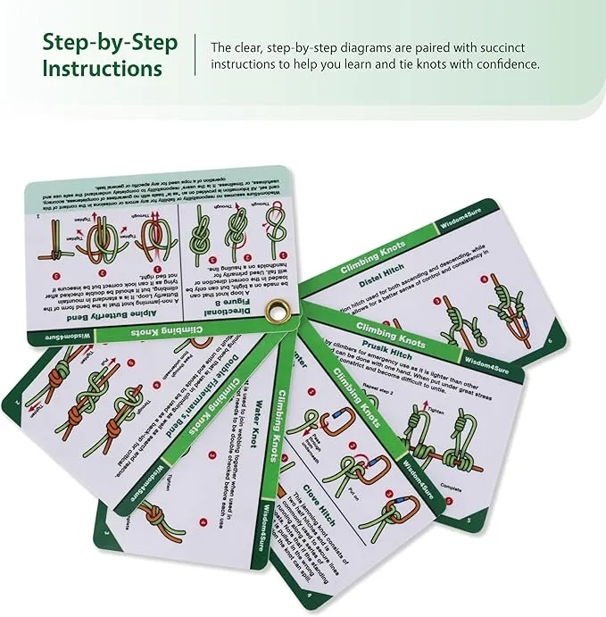 Harrison Howard Wisdom4Sure Comprehensive Knot Card Collection Horse, Outdoor, and Climbing Knots Card Set Waterproof Knot Tying Cards Ultimate Knot Guides