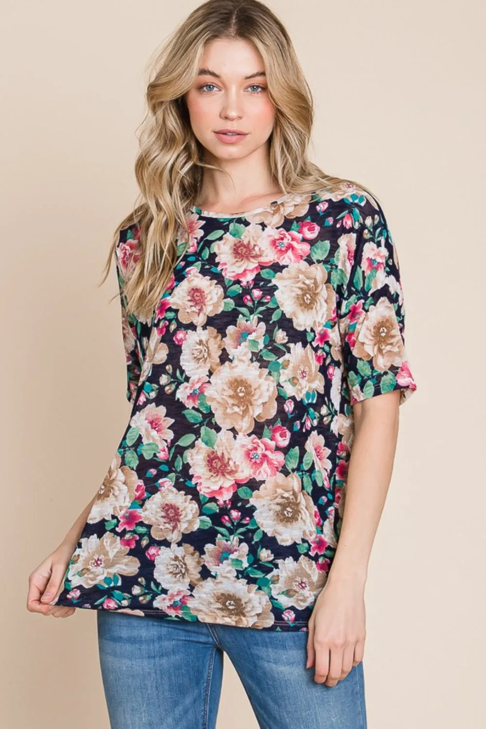 Hazel Blues® |  BOMBOM Floral Round Neck T-Shirt