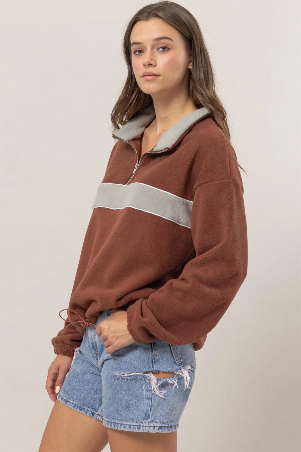 Hazel Blues® |  HYFVE Fleece Color Block Half Zip Sweatshirt