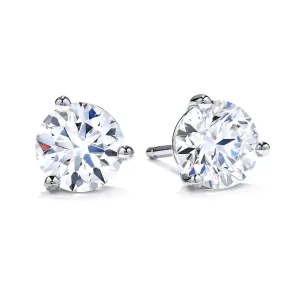 Hearts On Fire .30-.37CTW Diamond Three-Prong Stud Earrings in 18K White Gold