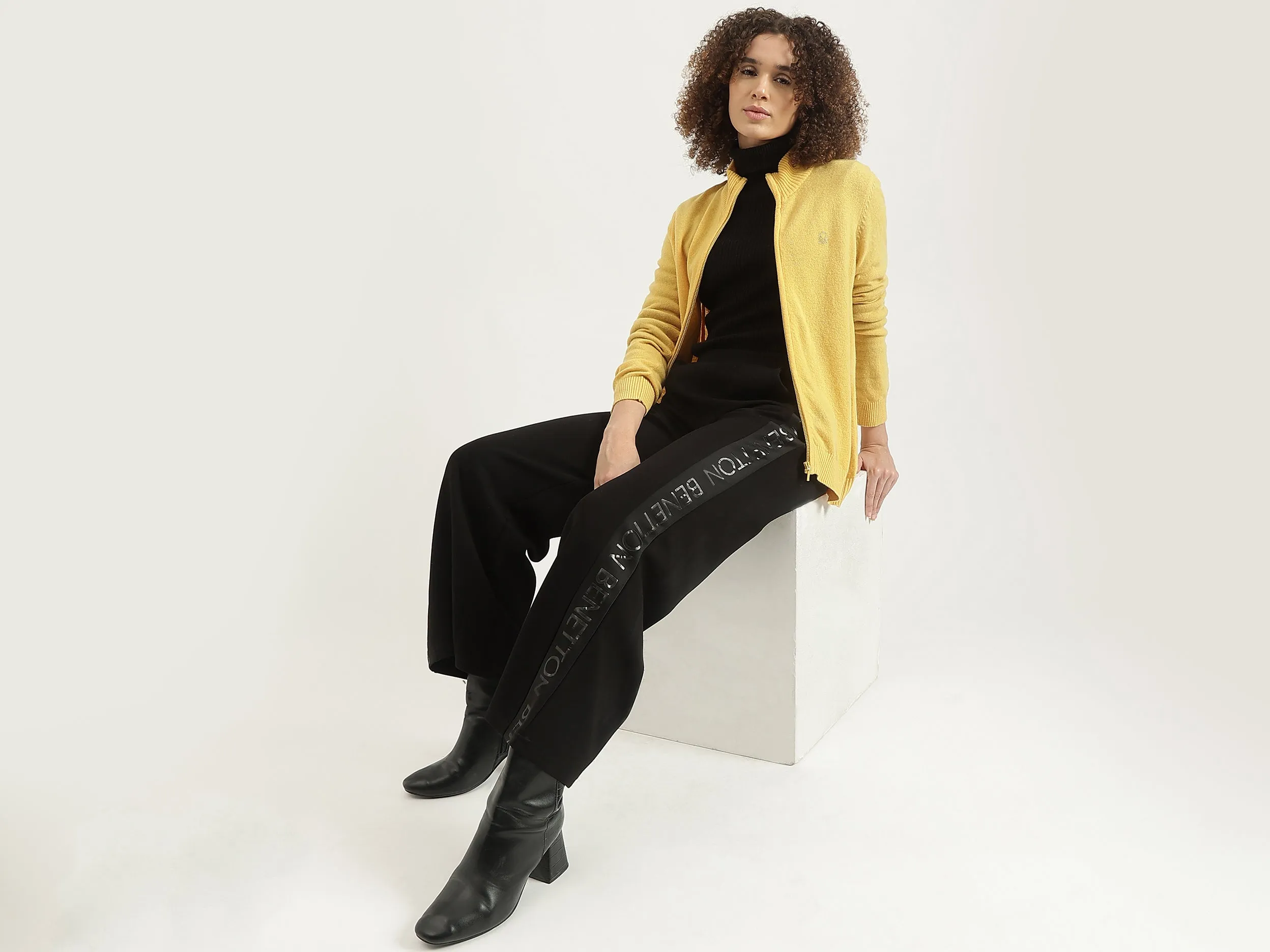 High Neck Solid Cardigan Sweater