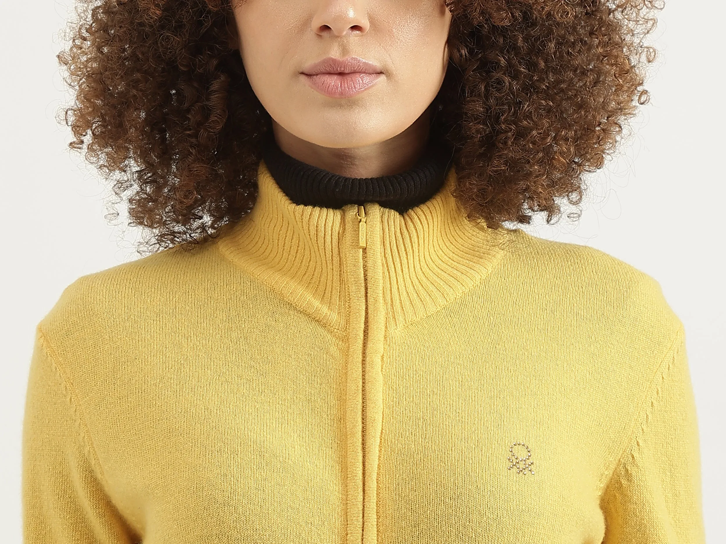 High Neck Solid Cardigan Sweater