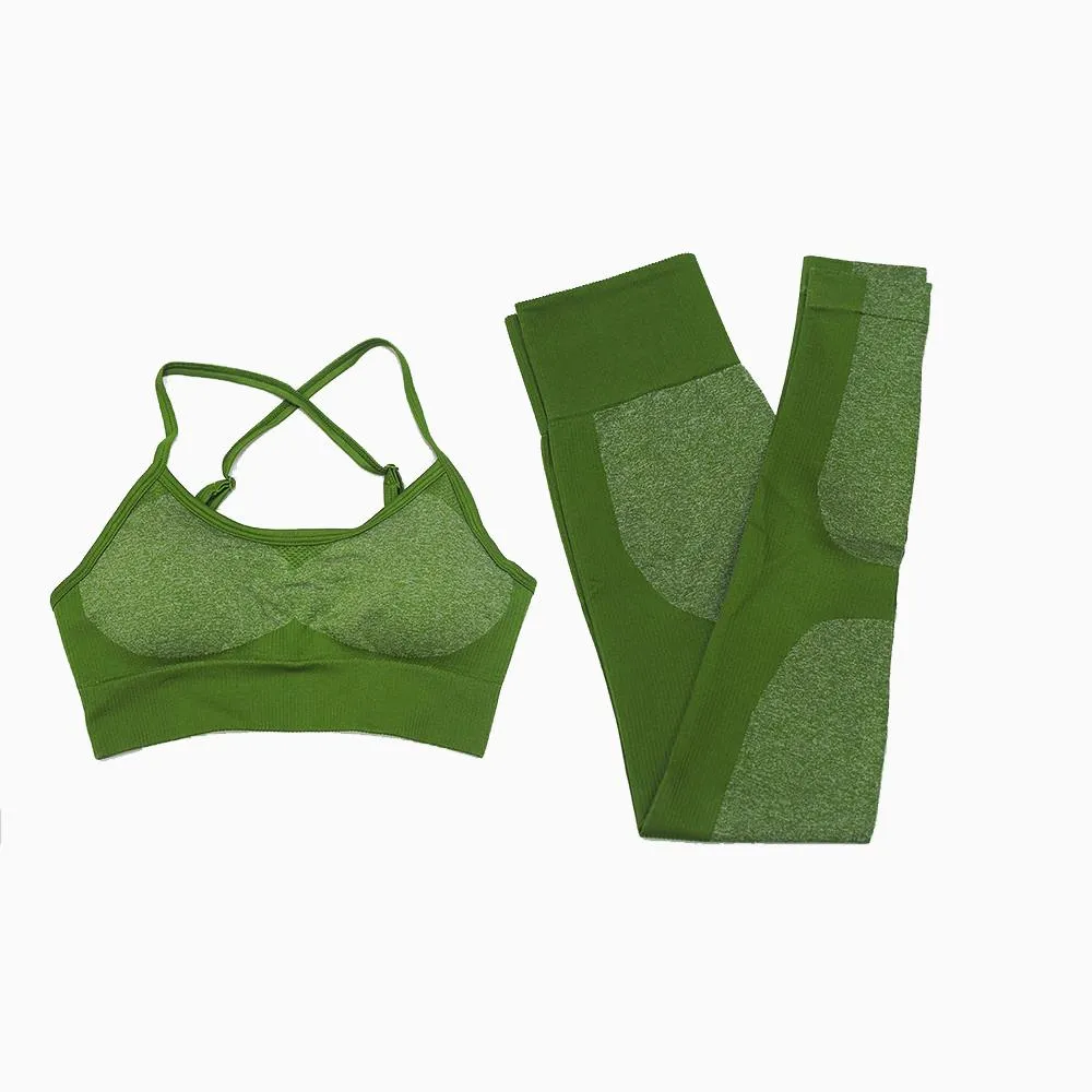 High Waist Athletic Seamless Yoga Leggings-Stretch Sports Bra