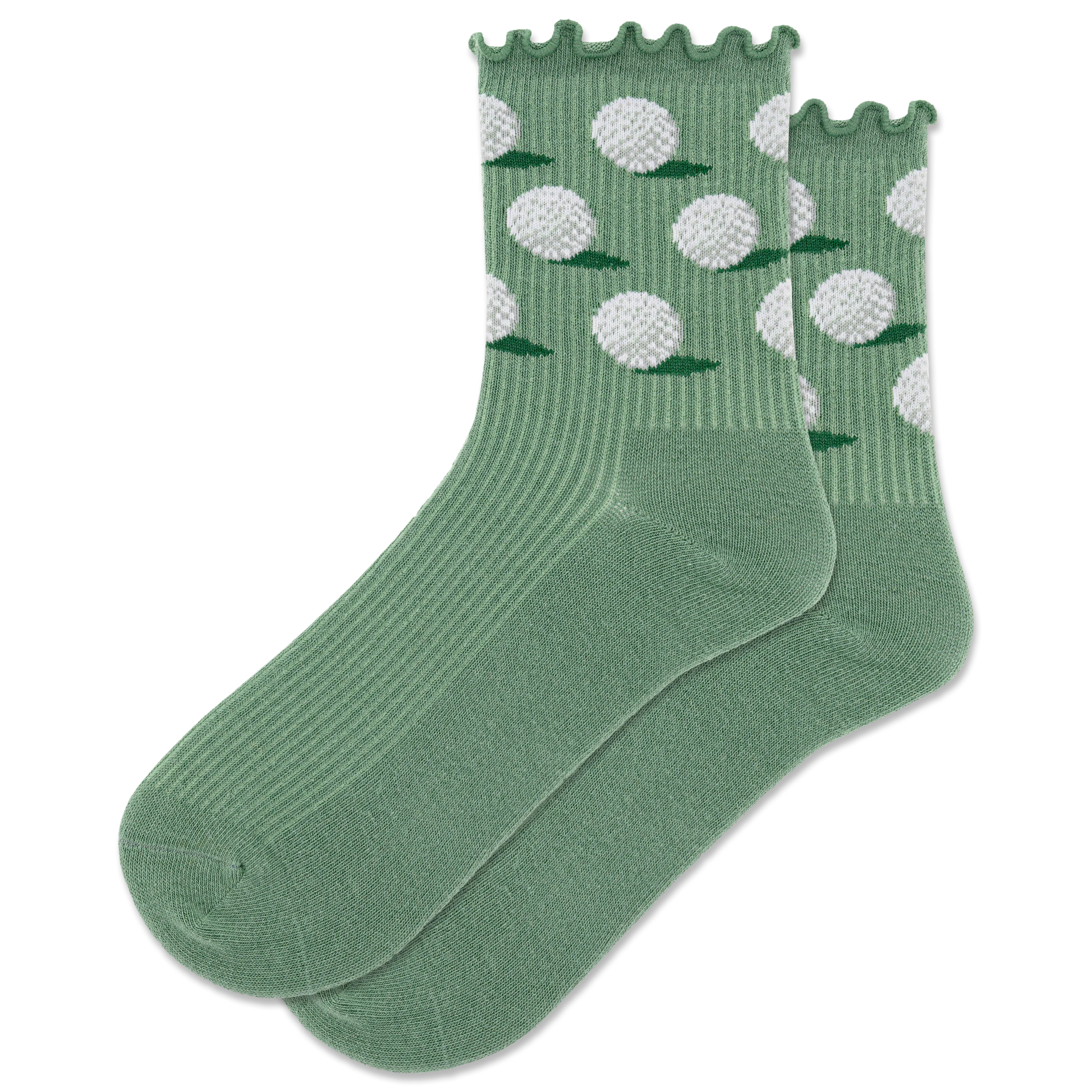HOTSOX Women's Golf Ball Lettuce Edge Crew Sock