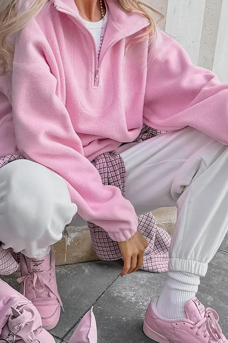 HTT1035 Cozy Vibes Quarter-Zip Fleece Top