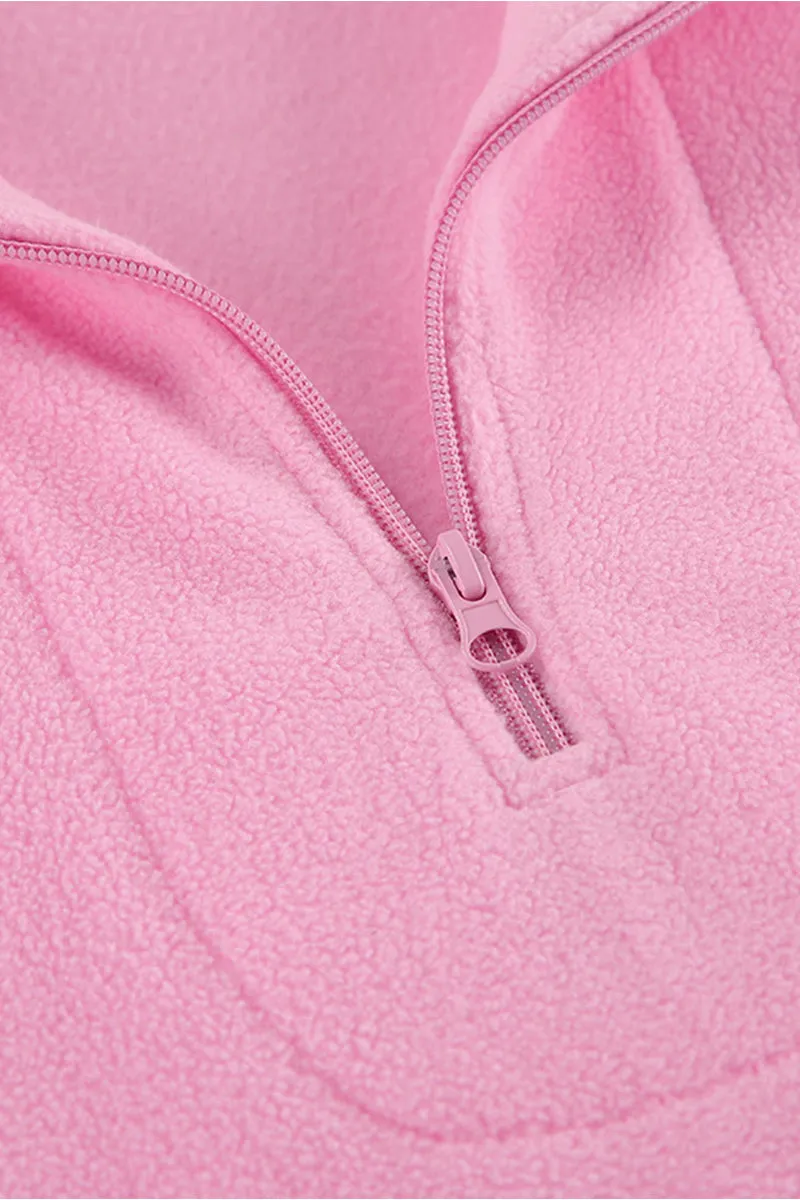 HTT1035 Cozy Vibes Quarter-Zip Fleece Top