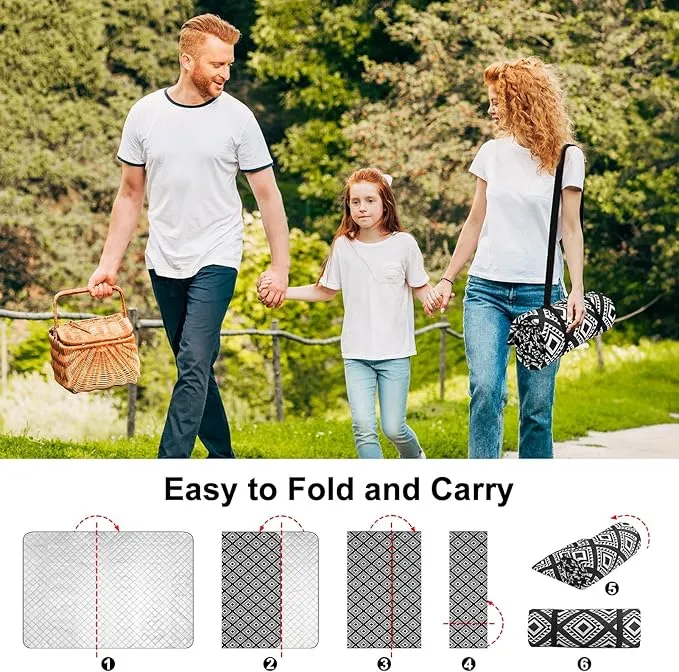 ICOSY Large Picnic Outdoor Blankets, 78" x 59" Beach Camping Blanket Waterproof Sandproof Picnic Camping Mat Camping Gear Essentials
