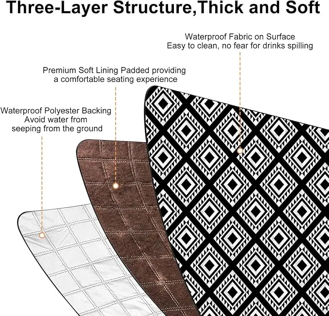 ICOSY Large Picnic Outdoor Blankets, 78" x 59" Beach Camping Blanket Waterproof Sandproof Picnic Camping Mat Camping Gear Essentials