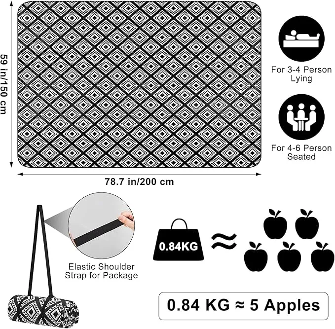 ICOSY Large Picnic Outdoor Blankets, 78" x 59" Beach Camping Blanket Waterproof Sandproof Picnic Camping Mat Camping Gear Essentials