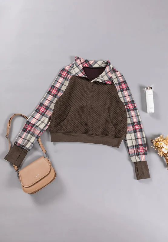 Isabel Plaid Half Zip Long Sleeve Sweatshirt