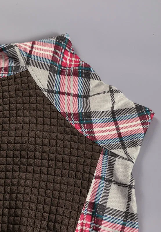 Isabel Plaid Half Zip Long Sleeve Sweatshirt