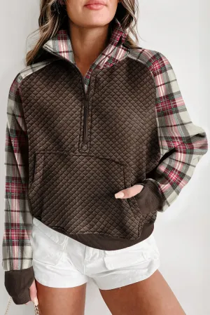 Isabel Plaid Half Zip Long Sleeve Sweatshirt