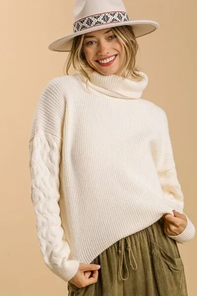 Ivory Turtle Neck Long Sleeve Sweater