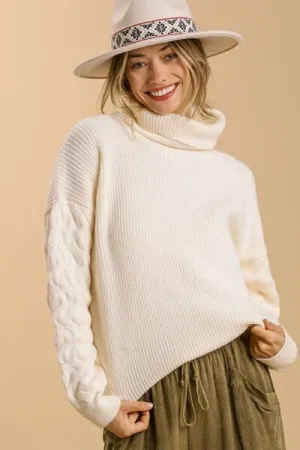 Ivory Turtle Neck Long Sleeve Sweater