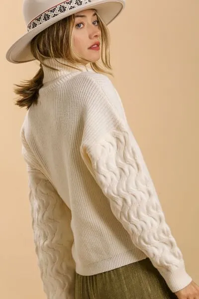 Ivory Turtle Neck Long Sleeve Sweater