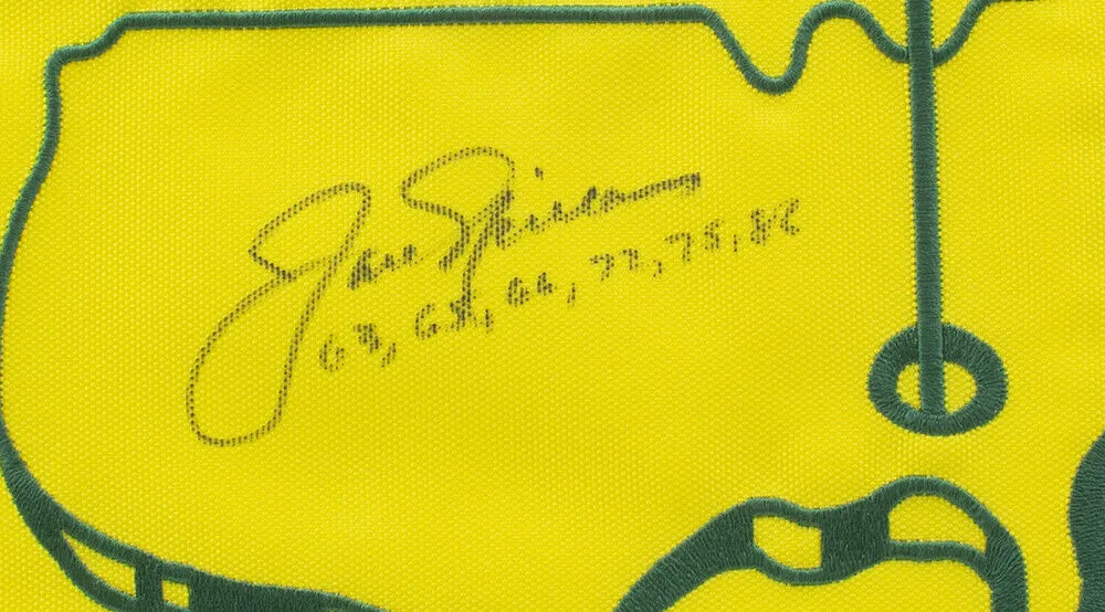 Jack Nicklaus Signed Framed Masters Golf Flag w/ Years BAS LOA