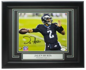 Jalen Hurts Signed Framed Philadelphia Eagles 8x10 Football Photo JSA