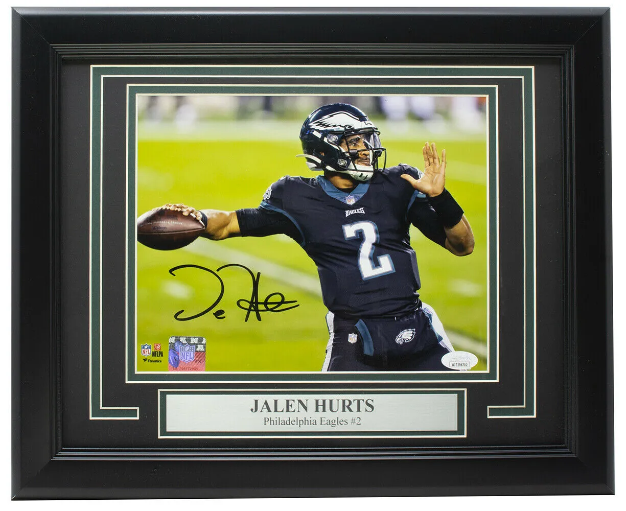 Jalen Hurts Signed Framed Philadelphia Eagles 8x10 Football Photo JSA