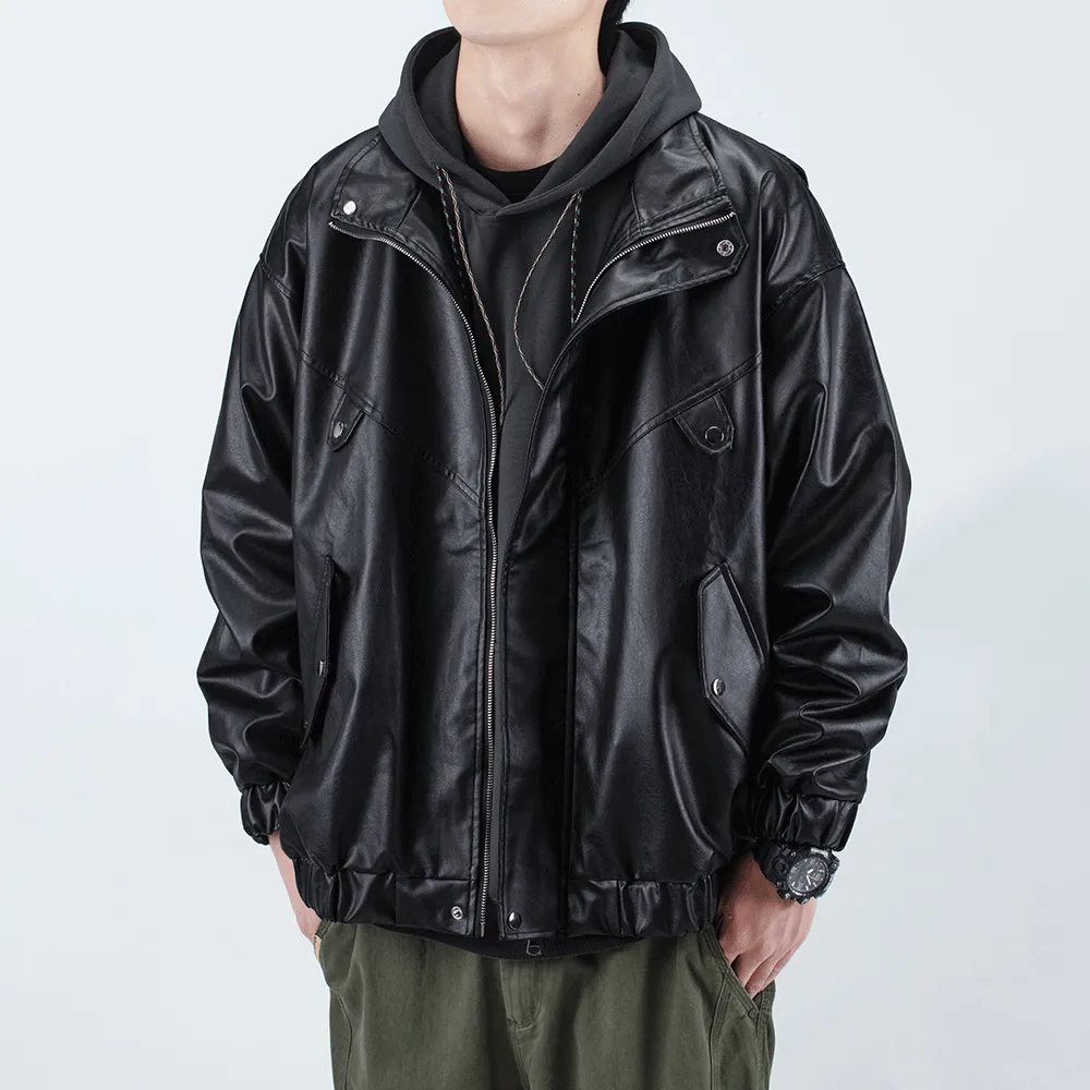 Japanese Solid Color PU Jacket