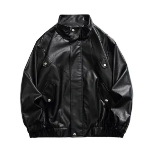 Japanese Solid Color PU Jacket