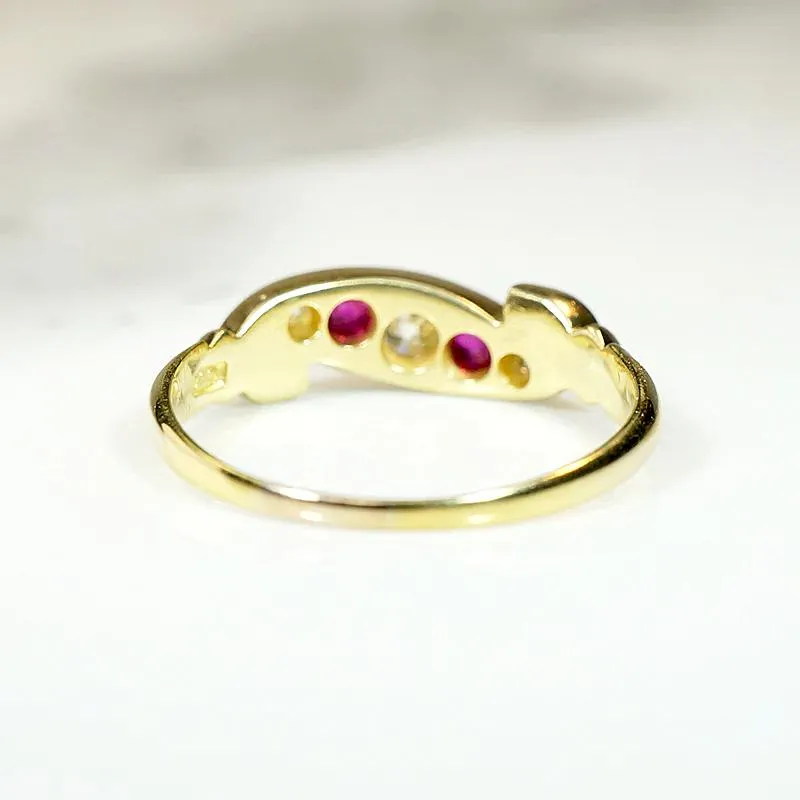 Jaunty Diamond & Ruby 18ct English Band