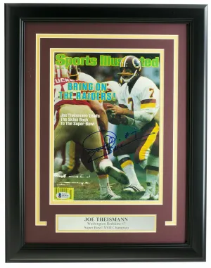 Joe Theismann Signed Framed Washington Sports Illustrated Cover BAS