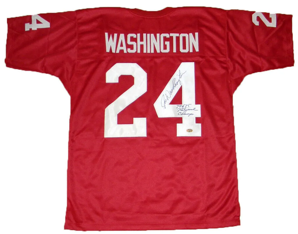 JOE WASHINGTON AUTOGRAPHED SIGNED OKLAHOMA SOONERS #24 THROWBACK JERSEY COA