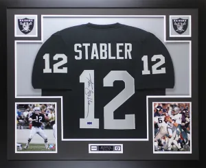 Ken Stabler Autographed and Framed Black Raiders Jersey