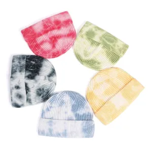 Knitted Tie Dye Cuffed Beanie