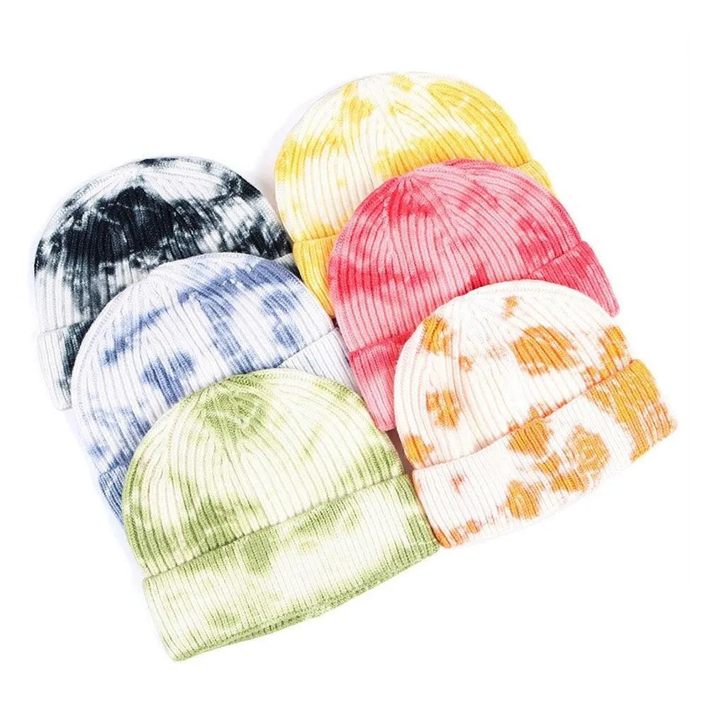 Knitted Tie Dye Cuffed Beanie