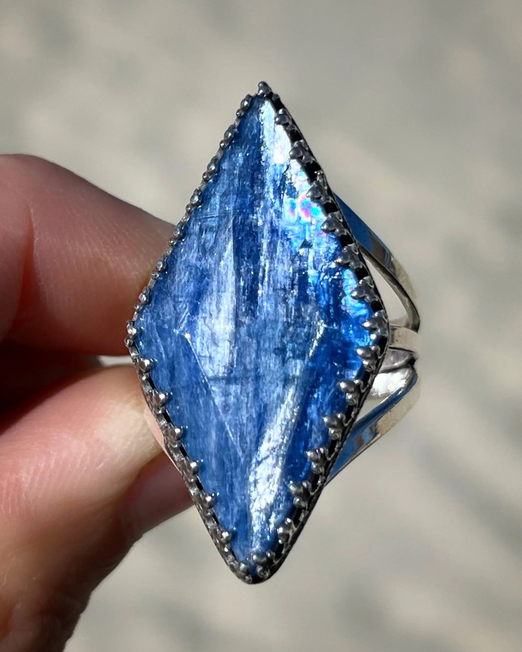 Kyanite ring in silver - size 8 1/4