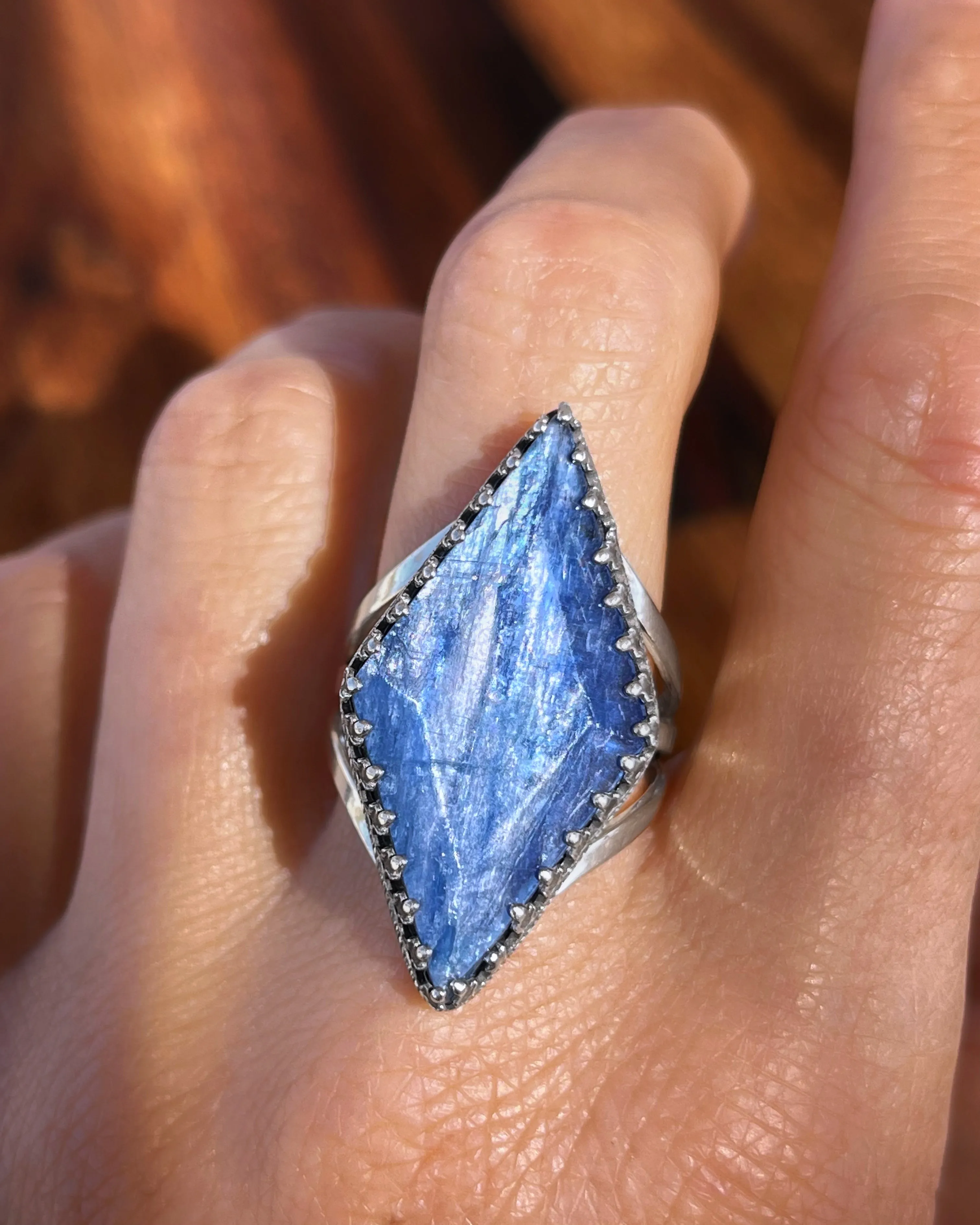Kyanite ring in silver - size 8 1/4