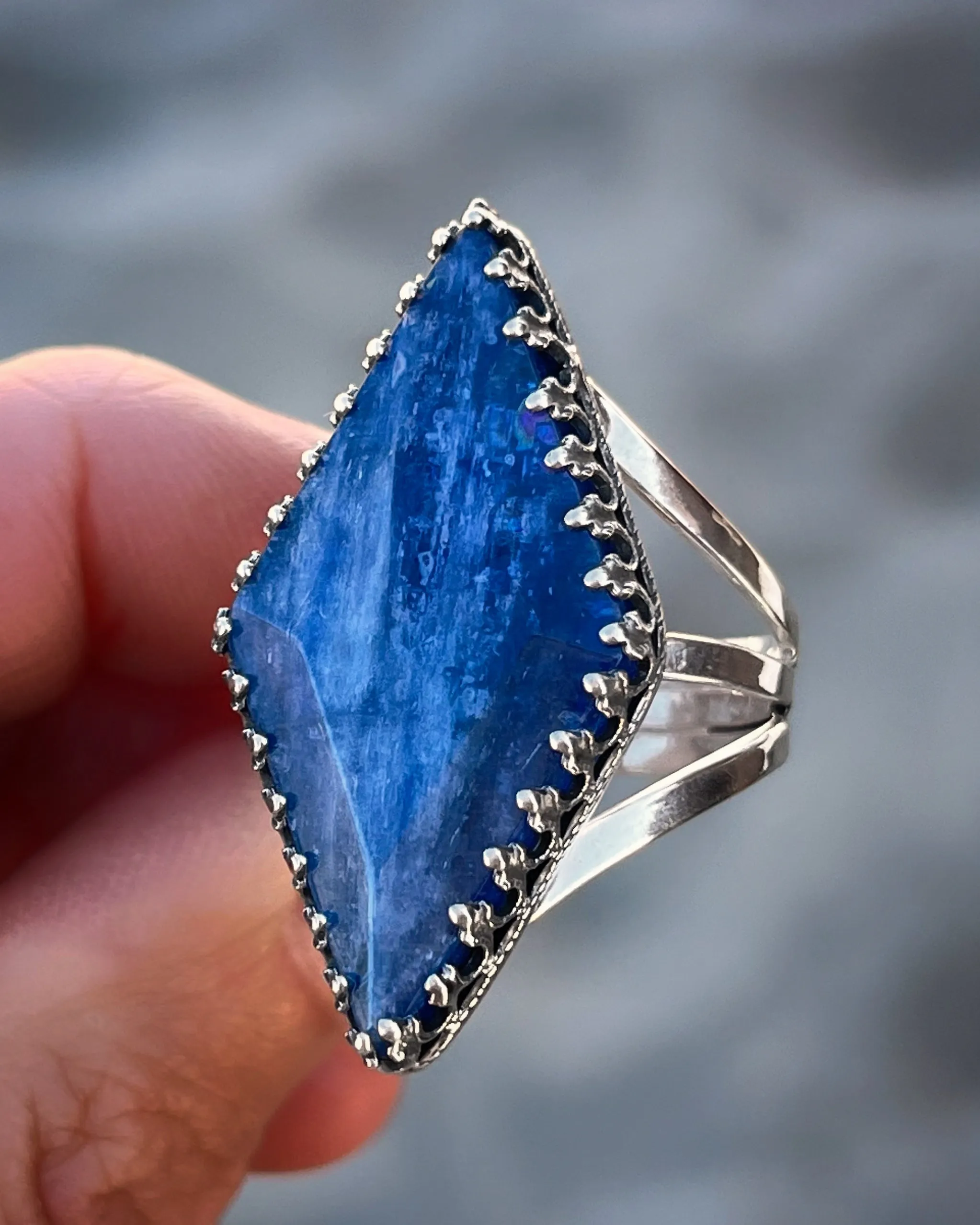 Kyanite ring in silver - size 8 1/4