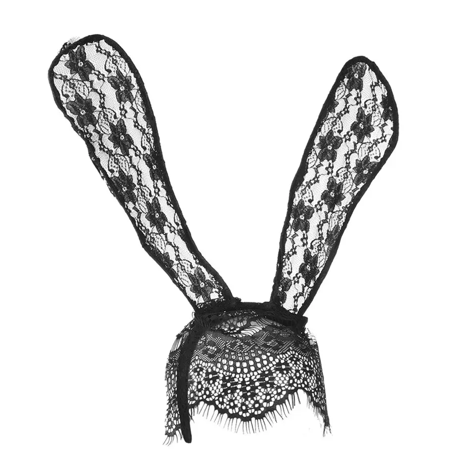 Lace Veil Bunny Ears Headband by Scandals for Masquerade and Fancy Dress