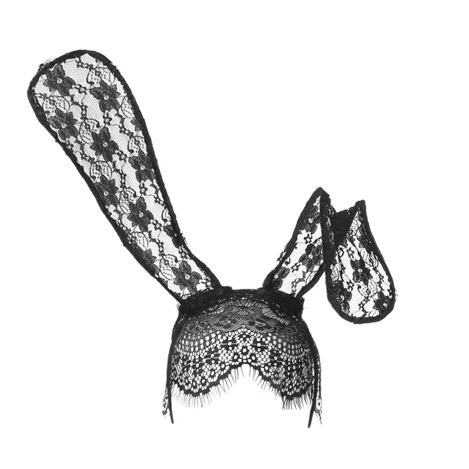 Lace Veil Bunny Ears Headband by Scandals for Masquerade and Fancy Dress
