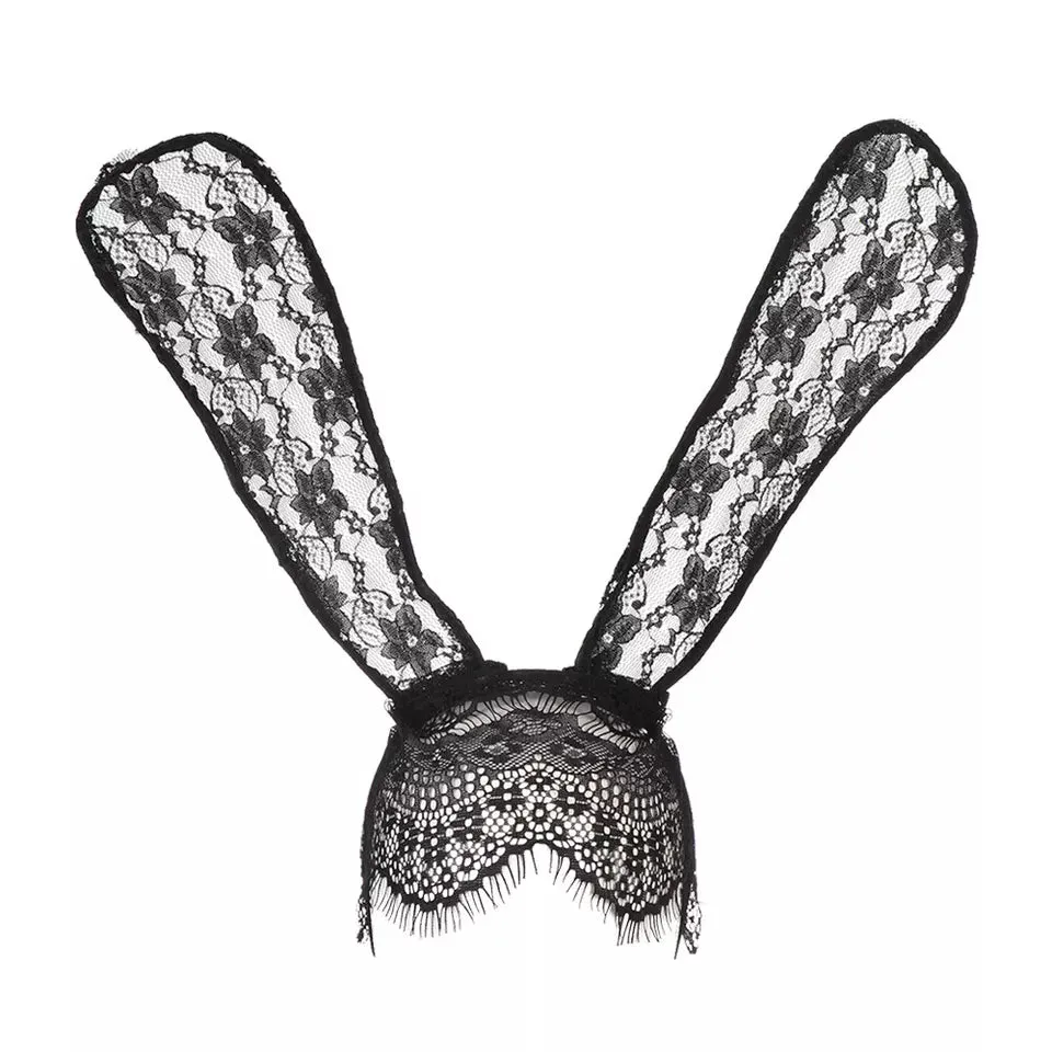 Lace Veil Bunny Ears Headband by Scandals for Masquerade and Fancy Dress