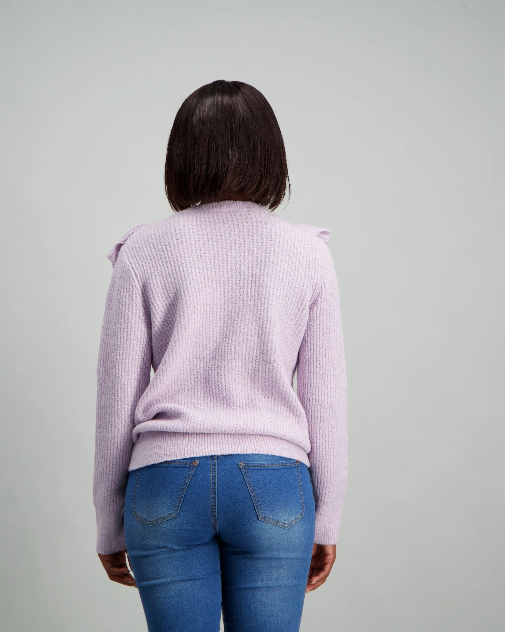 Ladies Ruffle Frill Pullover - Lilac