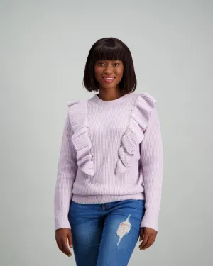 Ladies Ruffle Frill Pullover - Lilac