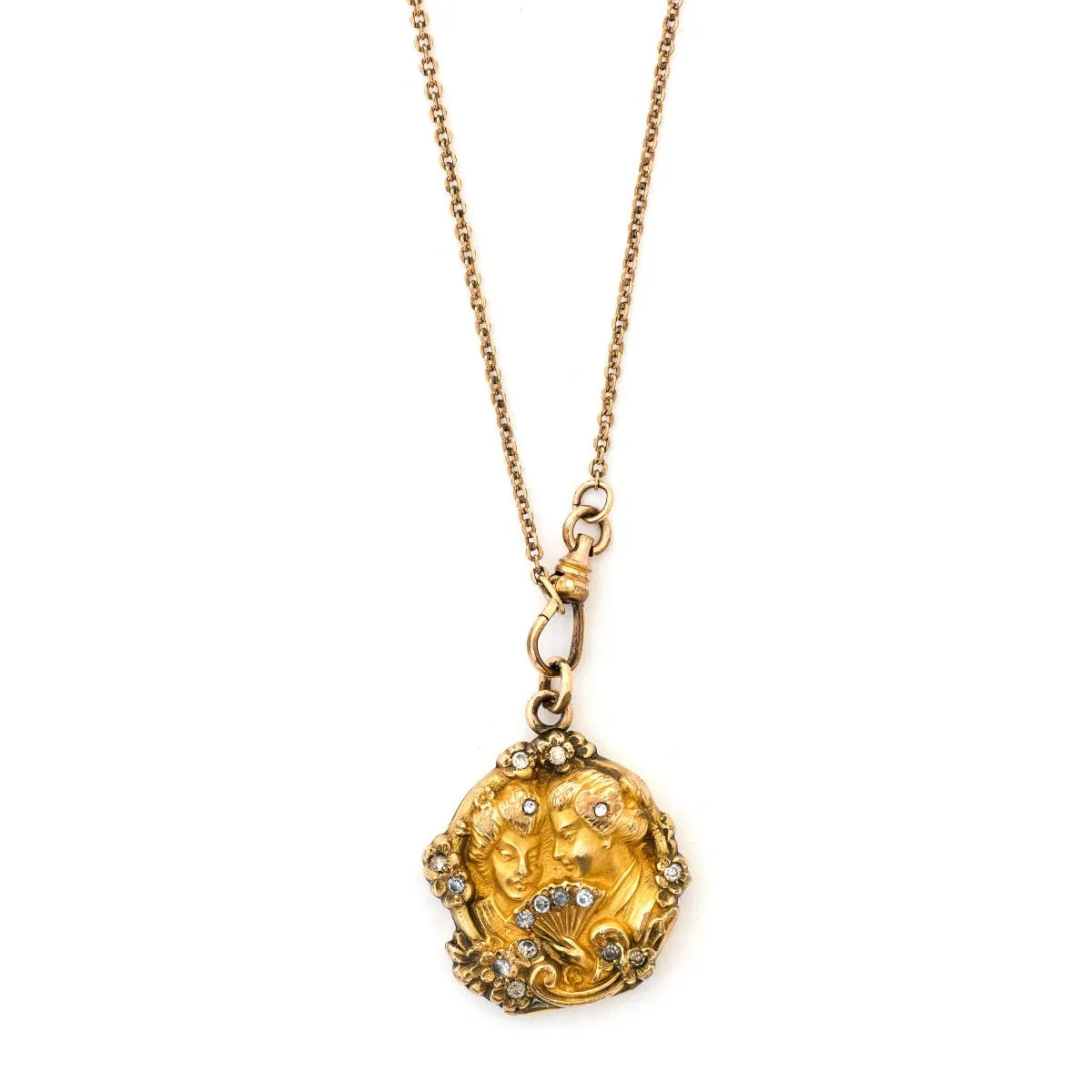Ladies with Fan Antique Locket
