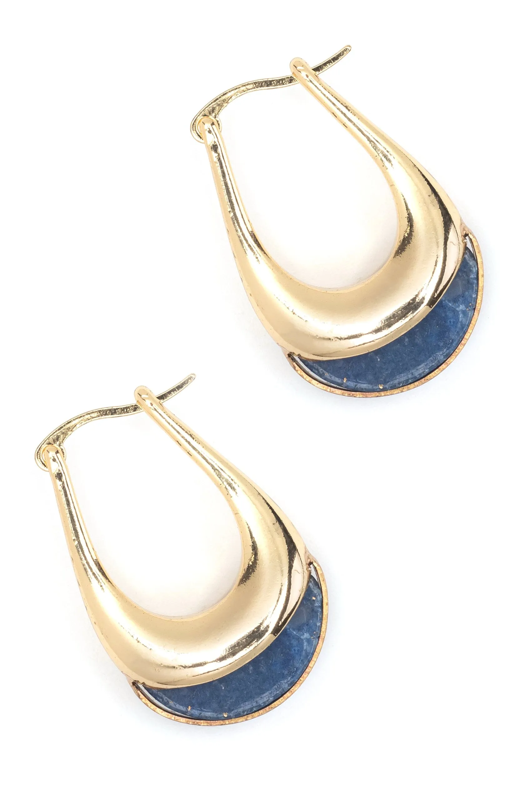 Lapis Lazuli Gold Lever Back Earrings