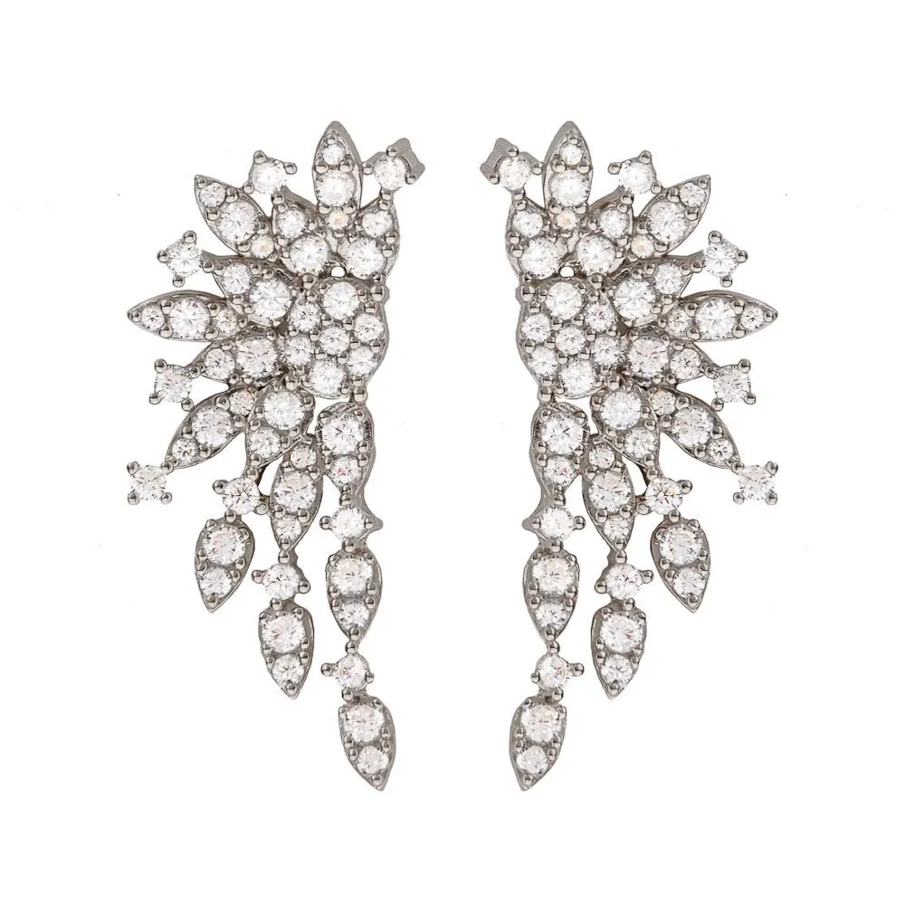 LARGE CLUSTER EARRING, BR STERLING SILVER