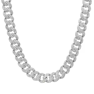 LARGE CUBAN LINK VIBRATION NECKLACE SILVER