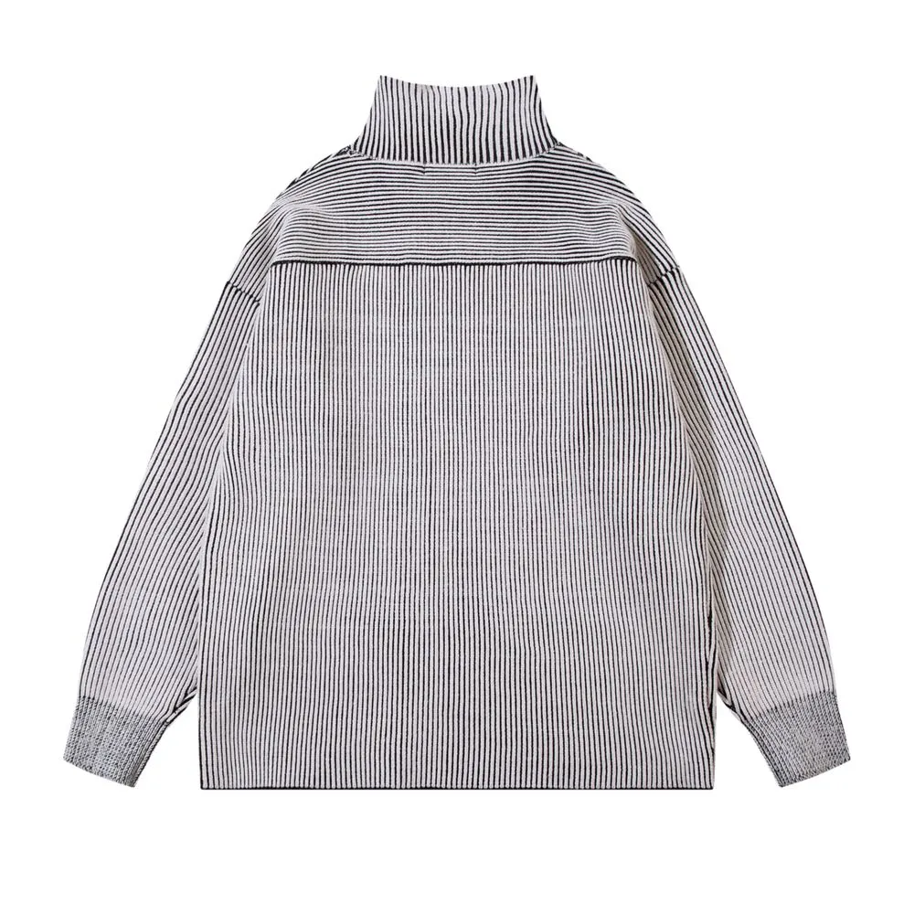 Large Letter Knitted Stand Collar Sweater