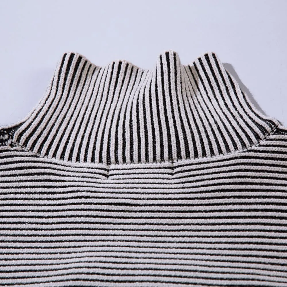 Large Letter Knitted Stand Collar Sweater