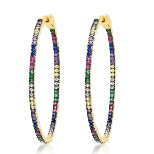 LARGE ROUND RAINBOW HOOPS, GOLD