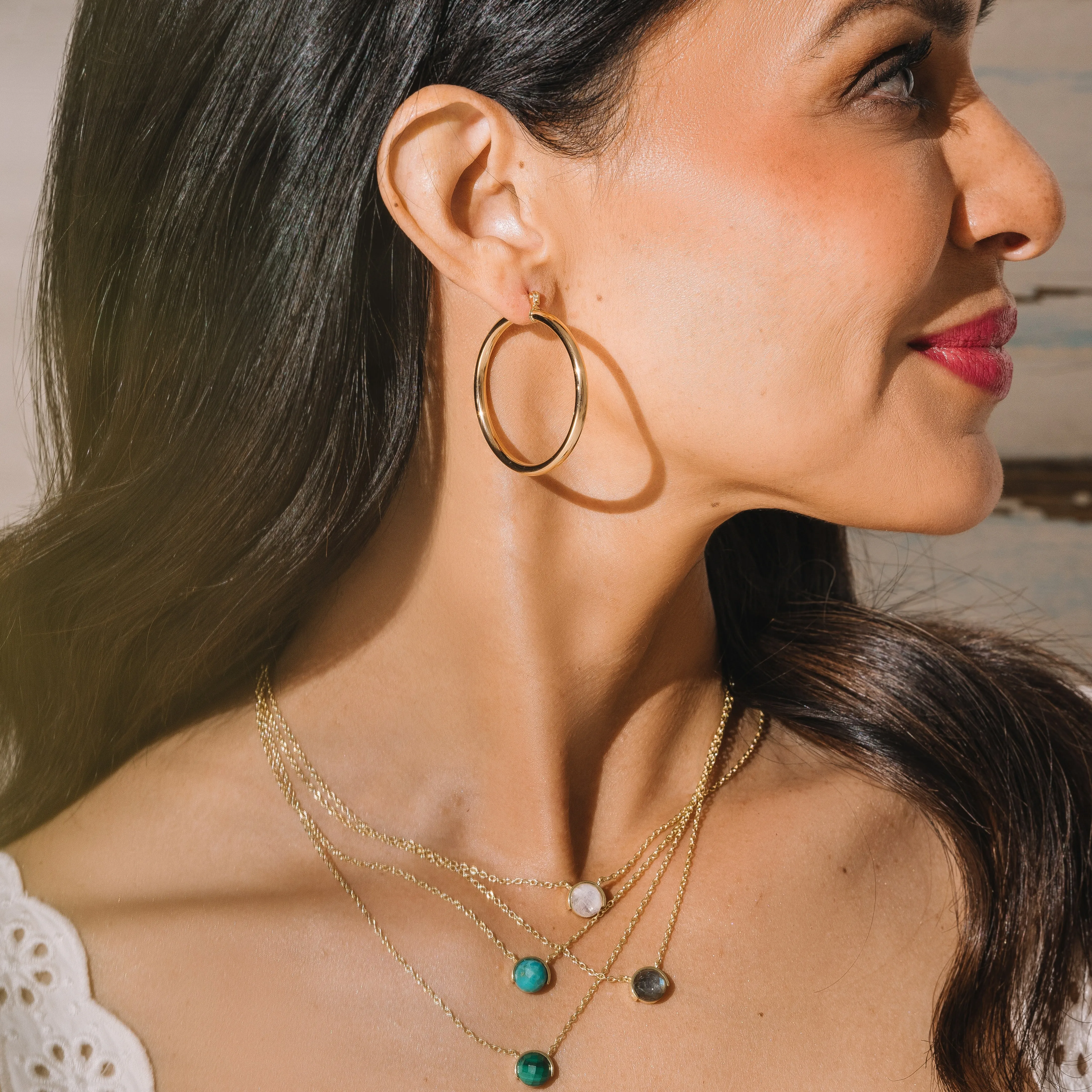 Large Slim Lever Back Hoop Earrings