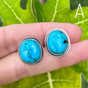 Large turquoise studs in silver