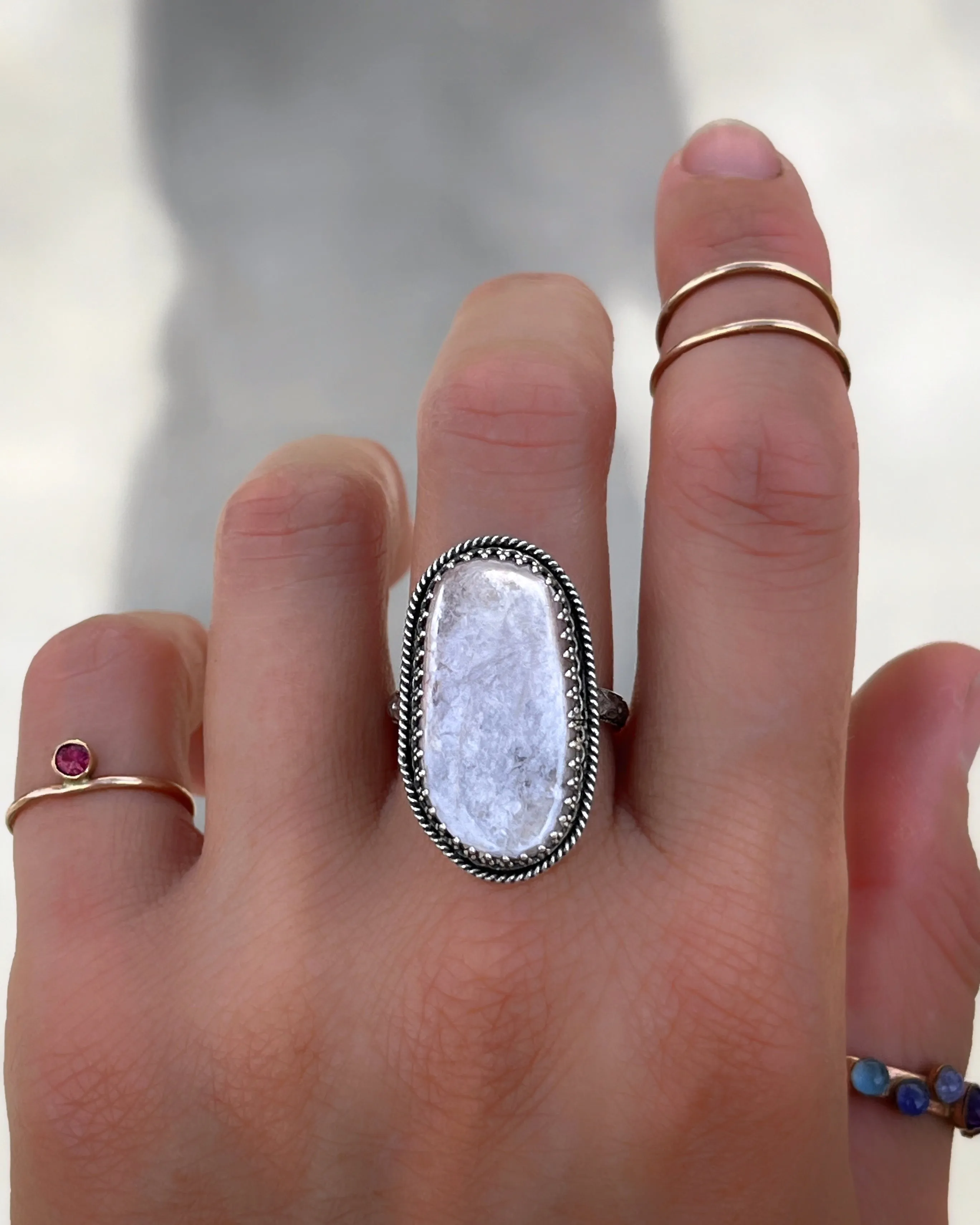 Lepidolite ring in silver (sizes 6 to 8-1/2)