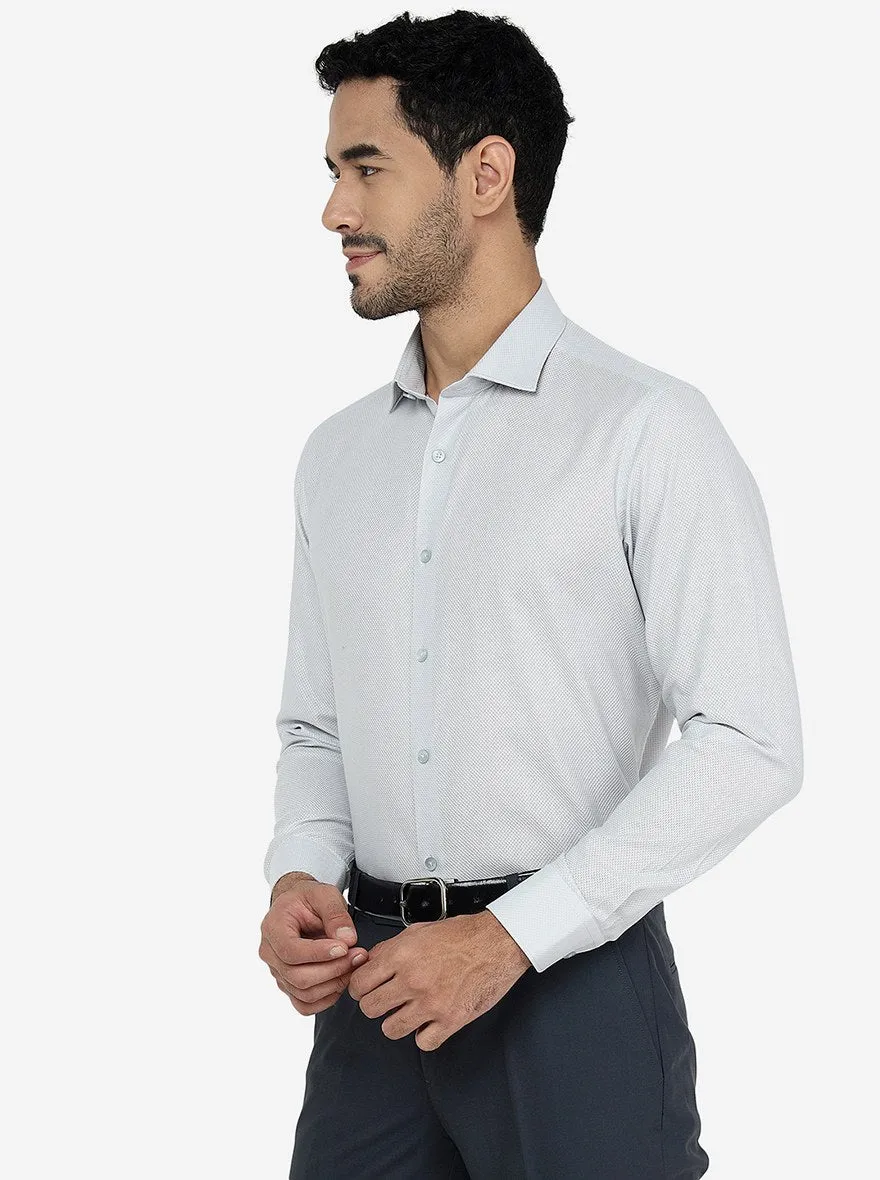 Light Grey Solid Slim Fit Formal Shirt | Metal