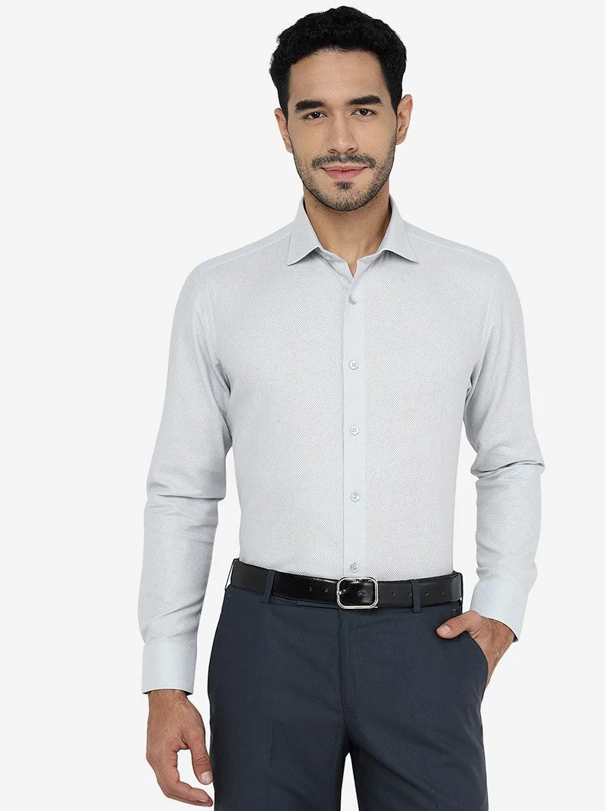 Light Grey Solid Slim Fit Formal Shirt | Metal